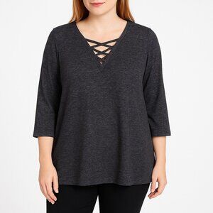 Obsession Ladies Plus Size Black Pullover Top Size 3X